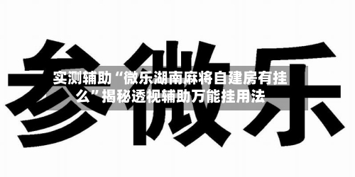 实测辅助“微乐湖南麻将自建房有挂么”揭秘透视辅助万能挂用法-第3张图片
