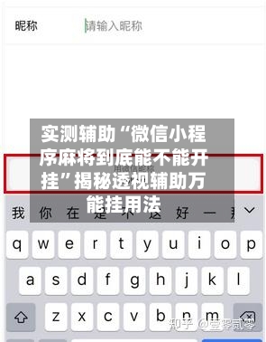 实测辅助“微信小程序麻将到底能不能开挂”揭秘透视辅助万能挂用法-第1张图片