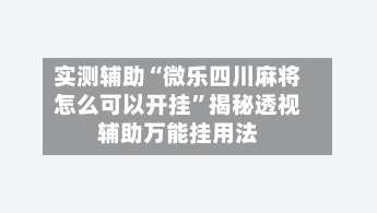 实测辅助“微乐四川麻将怎么可以开挂	”揭秘透视辅助万能挂用法-第2张图片