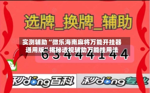 实测辅助“微乐海南麻将万能开挂器通用版”揭秘透视辅助万能挂用法-第2张图片