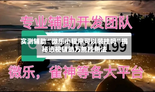 实测辅助“微乐小程序可以装挂吗”揭秘透视辅助万能挂用法-第2张图片