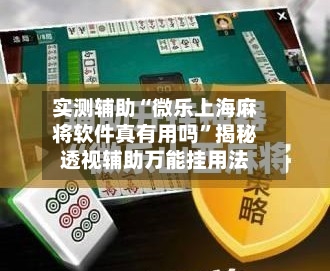 实测辅助“微乐上海麻将软件真有用吗”揭秘透视辅助万能挂用法-第1张图片