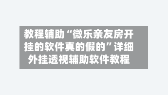 教程辅助“微乐亲友房开挂的软件真的假的”详细外挂透视辅助软件教程-第3张图片