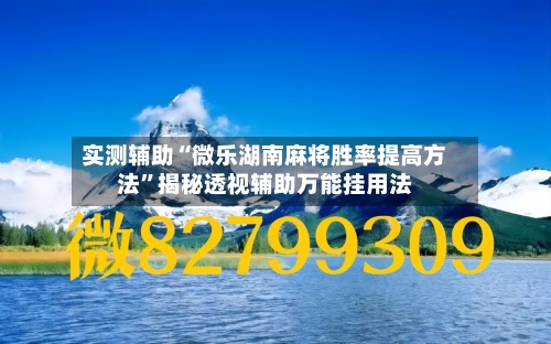实测辅助“微乐湖南麻将胜率提高方法”揭秘透视辅助万能挂用法-第2张图片