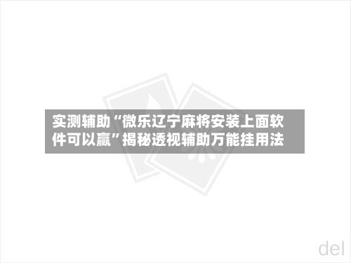 实测辅助“微乐辽宁麻将安装上面软件可以赢”揭秘透视辅助万能挂用法-第3张图片