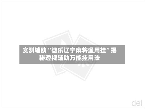 实测辅助“微乐辽宁麻将通用挂”揭秘透视辅助万能挂用法-第2张图片