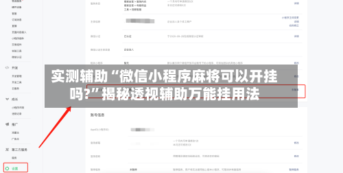 实测辅助“微信小程序麻将可以开挂吗?	”揭秘透视辅助万能挂用法-第1张图片