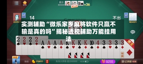 实测辅助“微乐家乡麻将软件只赢不输是真的吗	”揭秘透视辅助万能挂用法-第3张图片