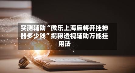 实测辅助“微乐上海麻将开挂神器多少钱”揭秘透视辅助万能挂用法-第3张图片