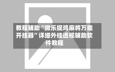 教程辅助“微乐捉鸡麻将万能开挂器”详细外挂透视辅助软件教程-第3张图片