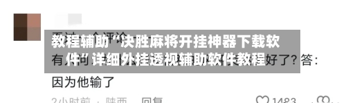 教程辅助“决胜麻将开挂神器下载软件”详细外挂透视辅助软件教程-第2张图片