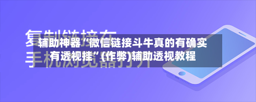 辅助神器“微信链接斗牛真的有确实有透视挂	”(作弊)辅助透视教程-第1张图片