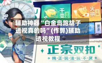 辅助神器“白金岛跑胡子透视真的吗”(作弊)辅助透视教程-第1张图片