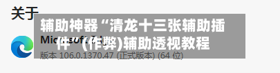 辅助神器“清龙十三张辅助插件	”(作弊)辅助透视教程-第1张图片