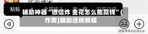 辅助神器“微信炸 金花怎么能赢钱”(作弊)辅助透视教程-第3张图片
