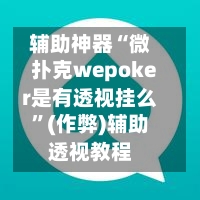 辅助神器“微扑克wepoker是有透视挂么”(作弊)辅助透视教程-第2张图片
