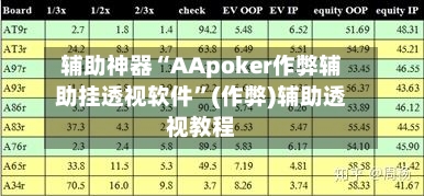 辅助神器“AApoker作弊辅助挂透视软件”(作弊)辅助透视教程-第1张图片