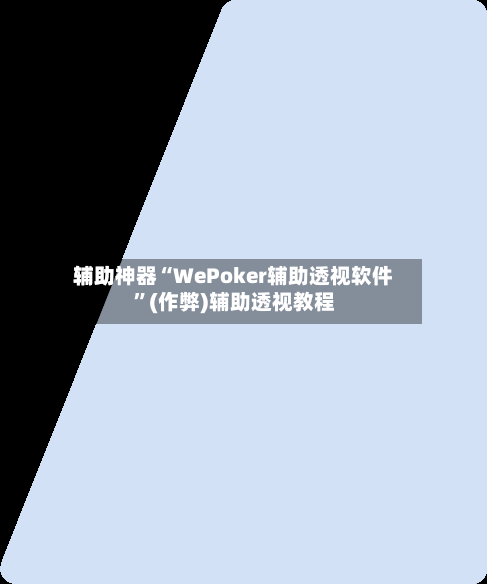辅助神器“WePoker辅助透视软件”(作弊)辅助透视教程-第2张图片